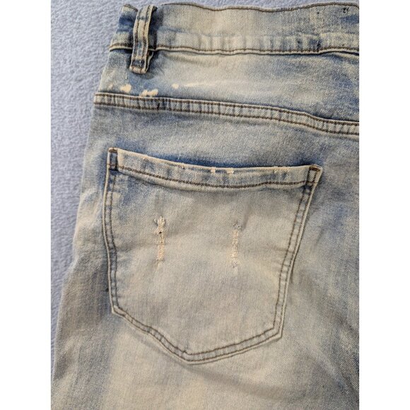 AHP Another Hype Piece Jeans Mens SZ 36 Blue Distressed Whiskers Slim Straight - Picture 9 of 14